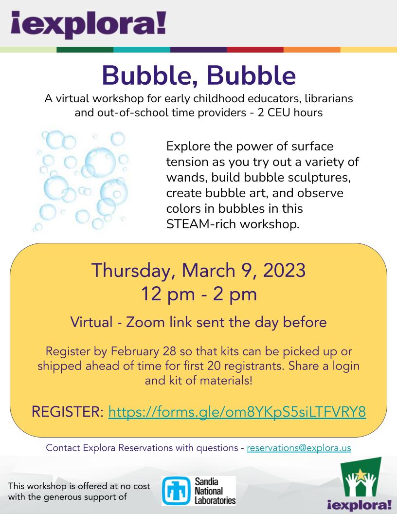 bubble teacher workshop flyer