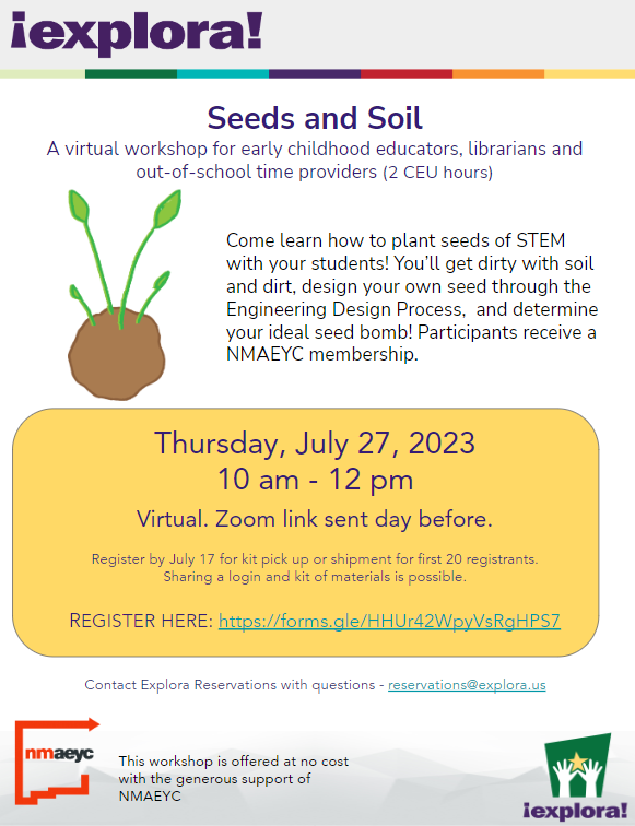 Seeds and Soil virtual workshop flyer