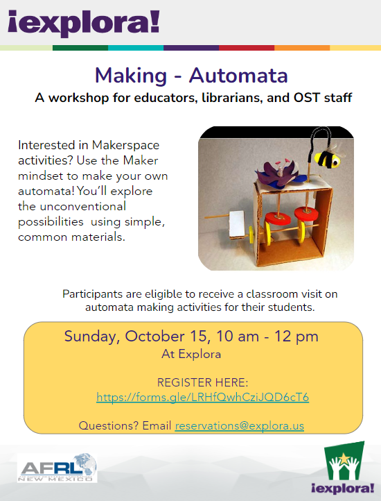 Teacher Making Automata Workshop Flyer October 15 2023