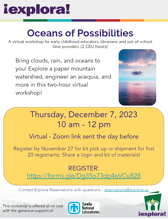 Oceans of Possibilities virtual workshop for early childhood educators on dec 7