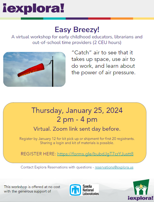 Easy Breezy workshop for early childhood educators flyer on Jan 25 2024